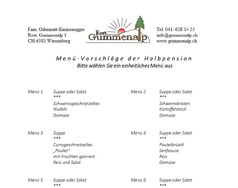 Halbpensions-Menü (PDF)